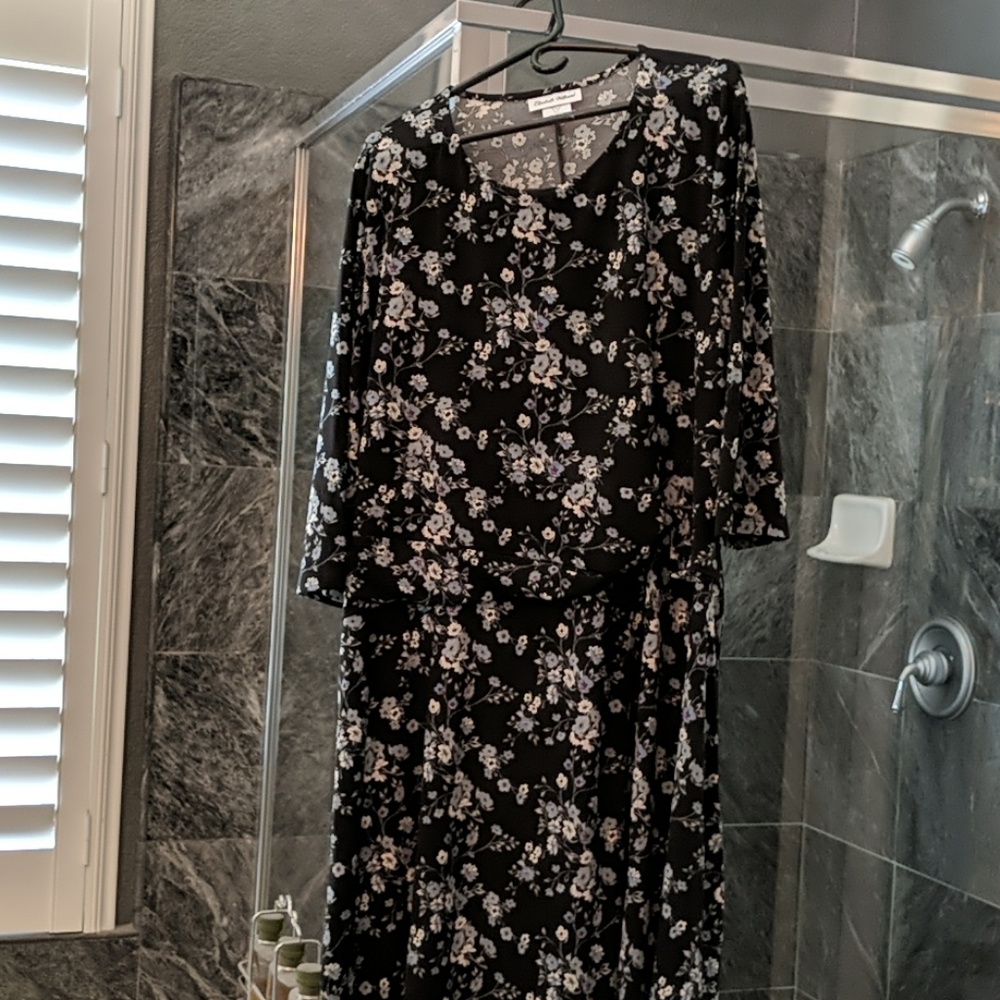Elizabeth Williams black floral dress size 2X